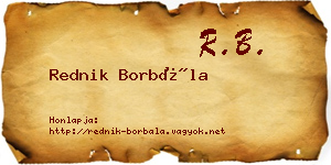 Rednik Borbála névjegykártya